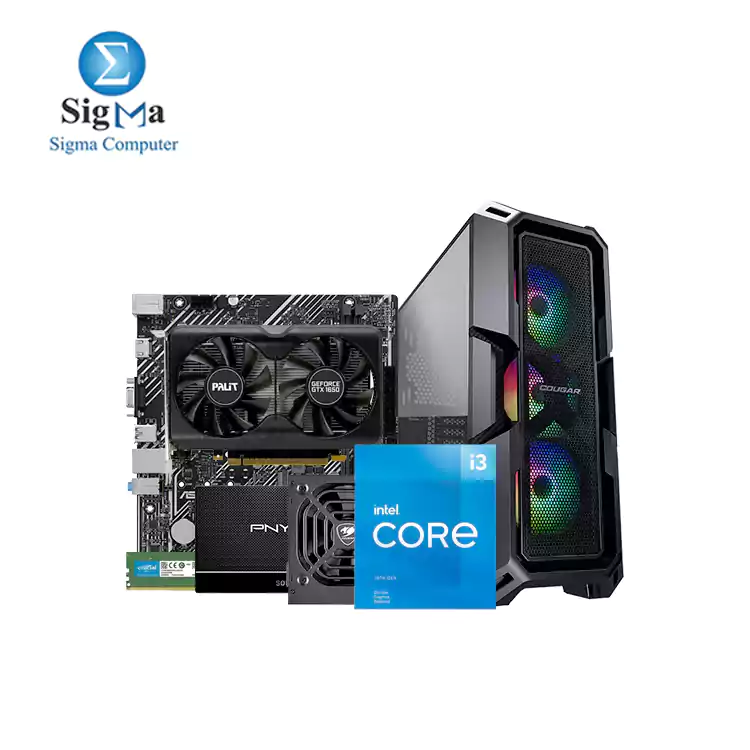 Intel Core i3-10105F ASUS INTEL PRIME H510M-K GTX 1650 Gaming Pro 4GB Crucial 16GB DDR4 2666 MHz PNY CS900 120G COUGAR MX440-MESH RGB VTC 500W GAMING 